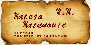 Mateja Matunović vizit kartica